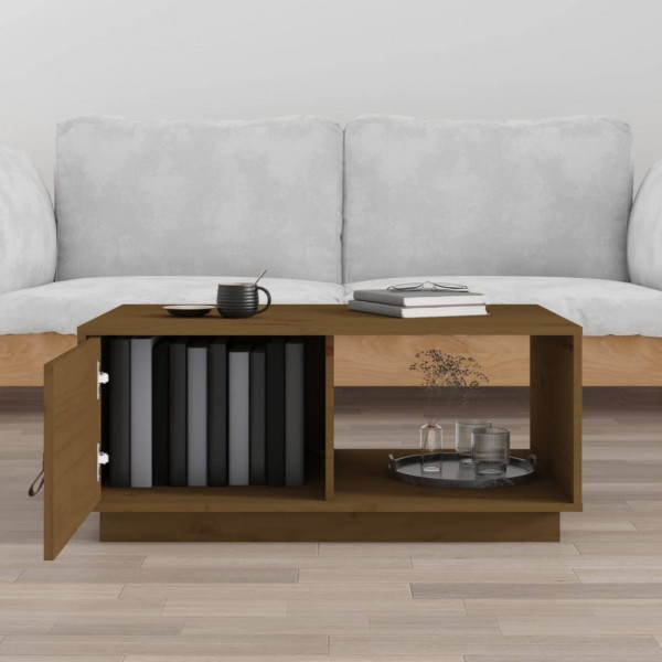 Mesa de centro madera maciza de pino marrón miel 80x50x35.5 cm M 3