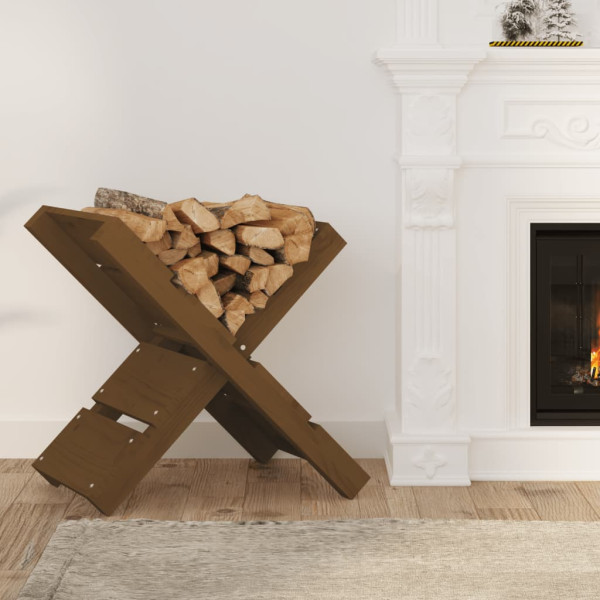 Suporte de lenha 47x39.5x48 cm pinho maciço castanho mel M 3