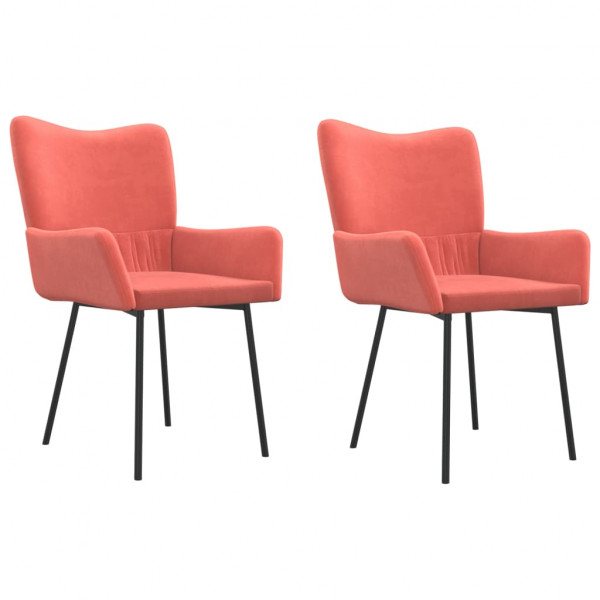 Cadeiras de jantar 2 pcs veludo rosa M 2