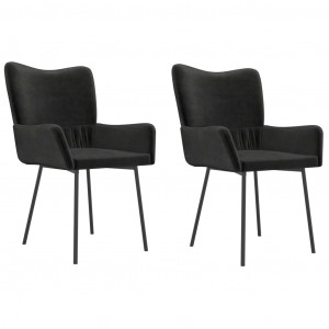Cadeiras de jantar 2 pcs veludo preto H