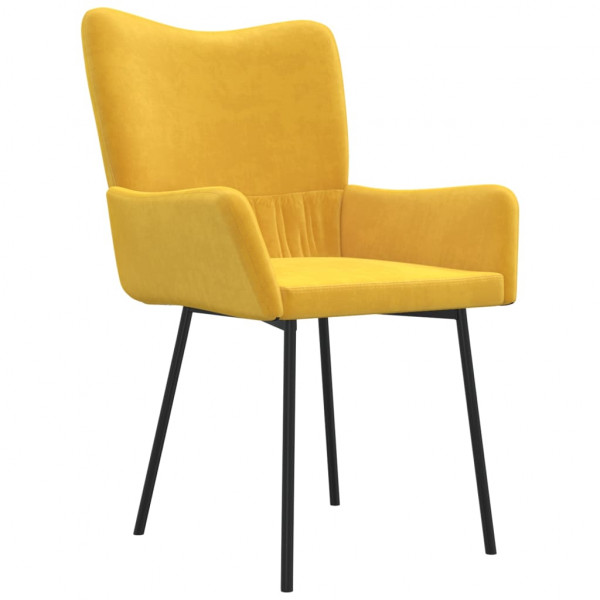 Cadeiras de jantar 2 pcs veludo amarelo M 4