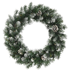 Corona de Navidad con luces LED PVC verde 60 cm H
