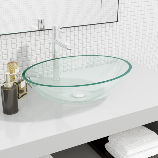 Lavabo de vidrio transparente 50x37x14 cm D