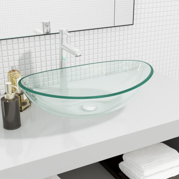 Lavabo de vidrio templado transparente 54.5x35x15.5 cm D