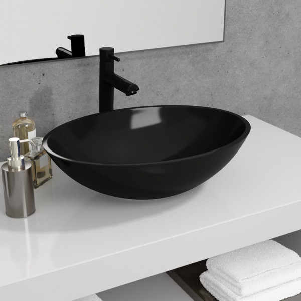 Lavabo de vidrio negro 50x37x14 cm D