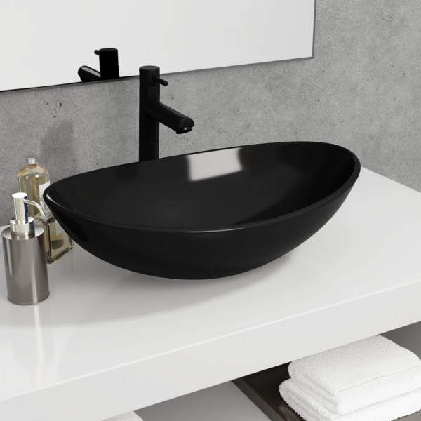 Lavabo de vidrio templado negro 54.5x35x15.5 cm D