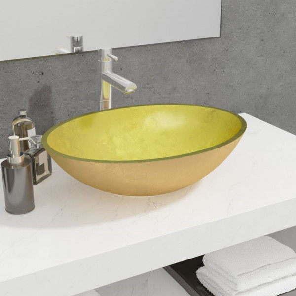 Lavabo de vidrio dorado 50x37x14 cm D