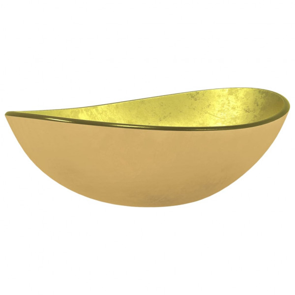 Lavabo de vidrio templado dorado 54.5x35x15.5 cm M 2