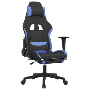 Silla gaming de masaje con reposapiés tela negro y azul H