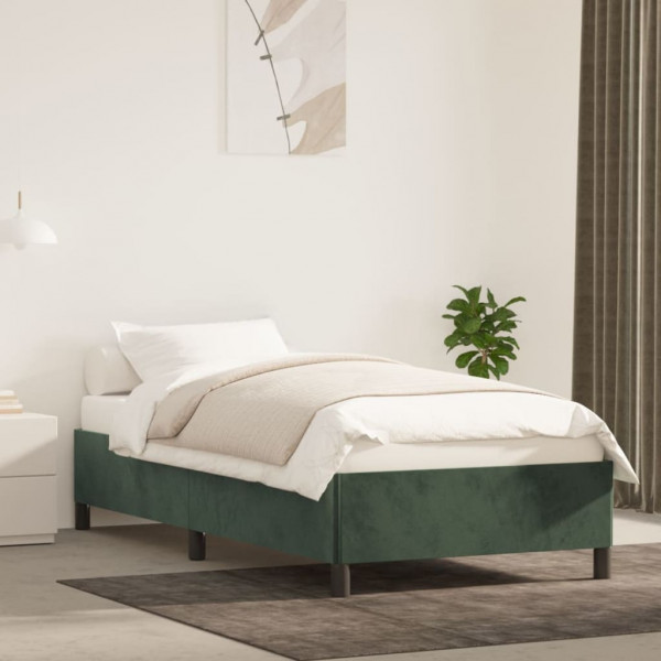 Estructura de cama de terciopelo verde 90x190 cm D