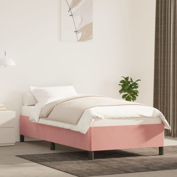 Estructura de cama de terciopelo rosa 100x200 cm D