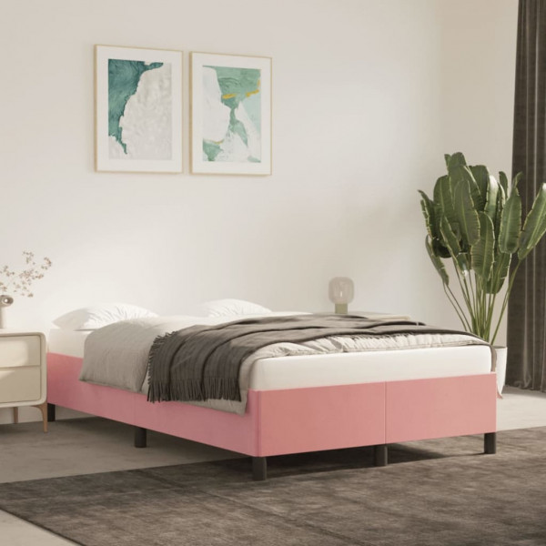 Estructura de cama de terciopelo rosa 120x200 cm D