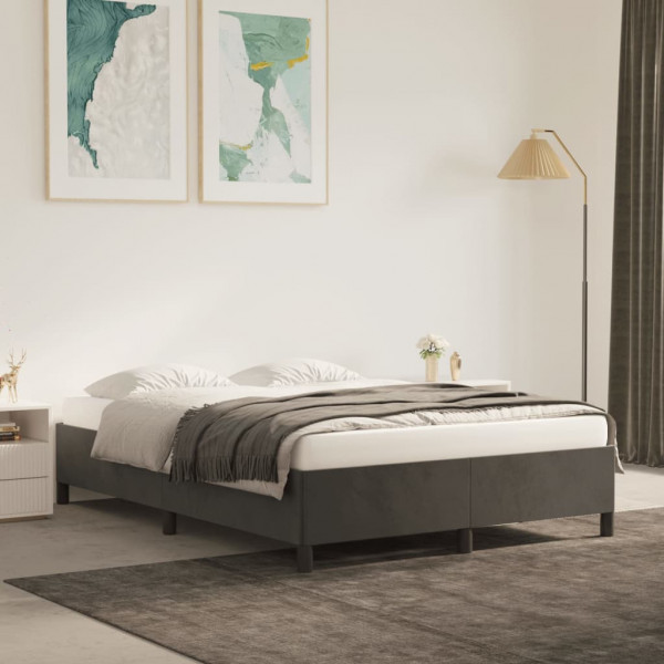 Estructura de cama de terciopelo gris oscuro 140x200 cm D