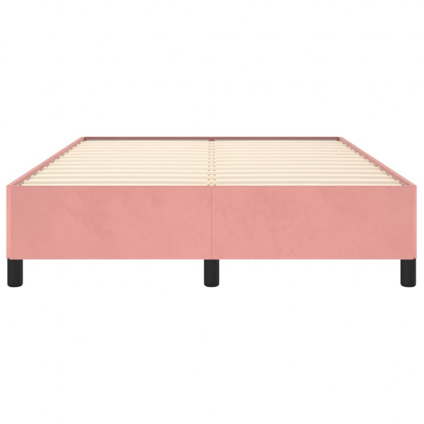 Estrutura de cama 140x200 cm veludo rosa M 5