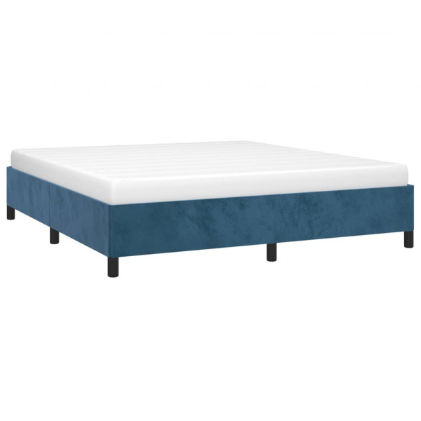 Estrutura de cama sem colchão 160x200 cm veludo azul-escuro M 3