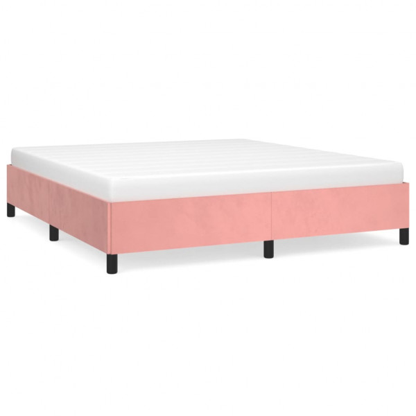 Estrutura de cama 160x200 cm veludo rosa M 2