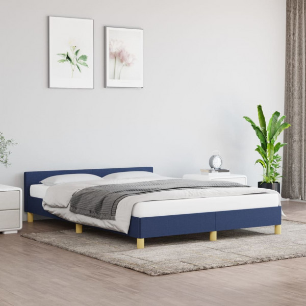 Estructura de cama con cabecero tela gris taupe azul 140x200 cm D