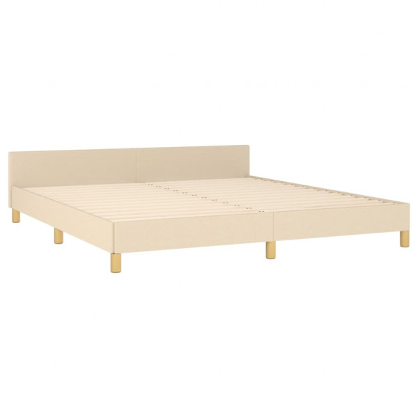 Estructura de cama con cabecero de tela color crema 160x200 cm M 4