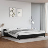 Estructura de cama con cabecero cuero sintético negro 200x200cm 1