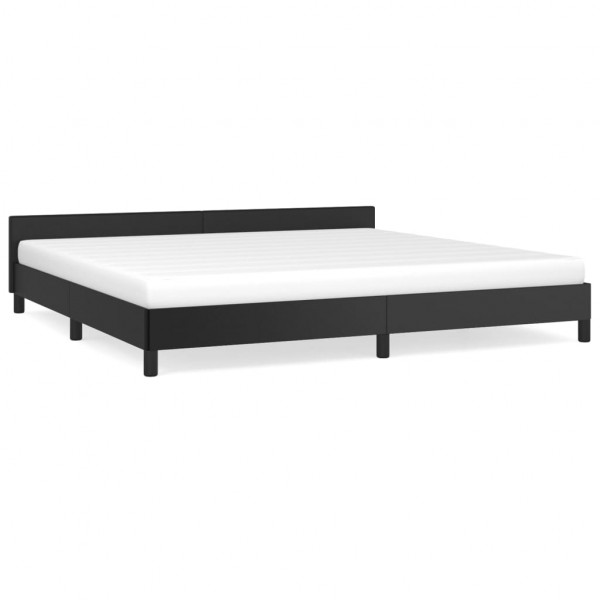 Estructura de cama con cabecero cuero sintético negro 200x200cm M 2