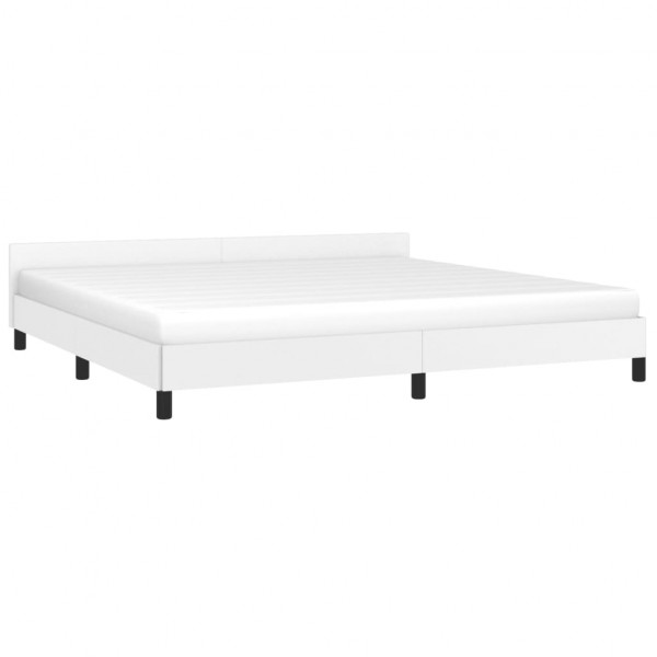 Estructura de cama cabecero cuero sintético blanco 200x200 cm M 3