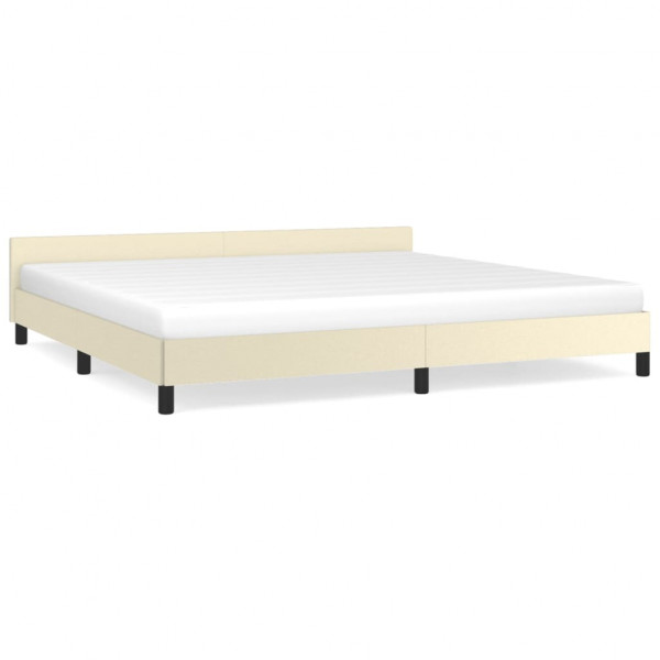 Estructura de cama con cabecero cuero sintético crema 200x200cm M 2