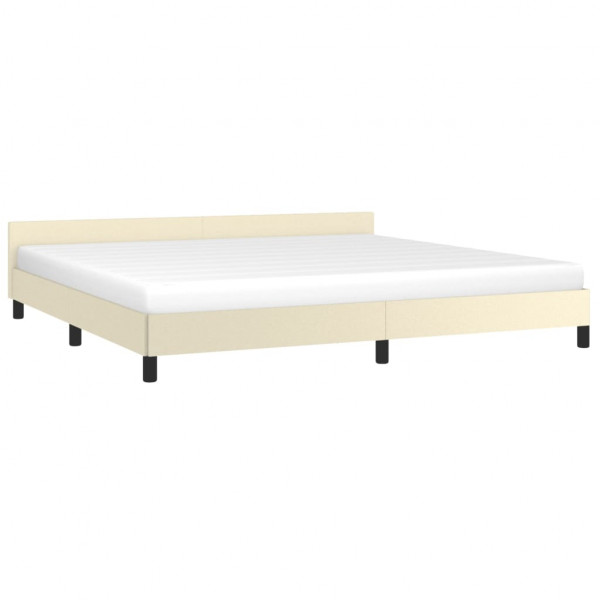 Estructura de cama con cabecero cuero sintético crema 200x200cm M 3