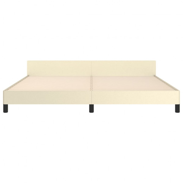 Estructura de cama con cabecero cuero sintético crema 200x200cm M 5