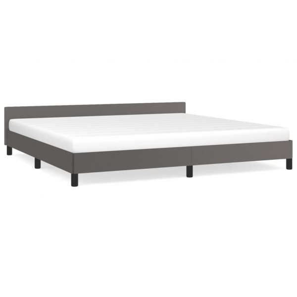 Estructura de cama con cabecero cuero sintético gris 200x200 cm M 2