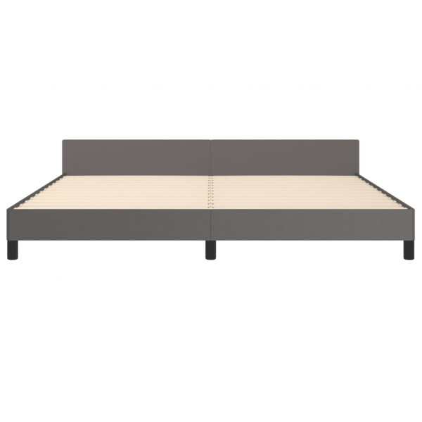 Estructura de cama con cabecero cuero sintético gris 200x200 cm M 5