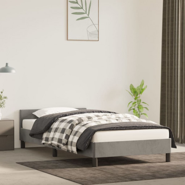Estructura de cama con cabecero terciopelo gris claro 90x190 cm D