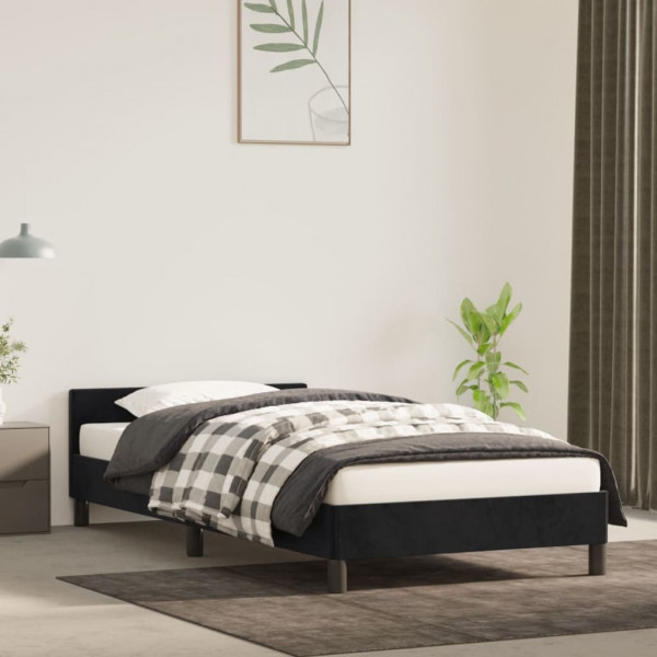 Estructura de cama con cabecero de terciopelo negro 90x190 cm D