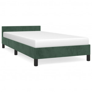 Estructura cama con cabecero terciopelo verde oscuro 90x190 cm H