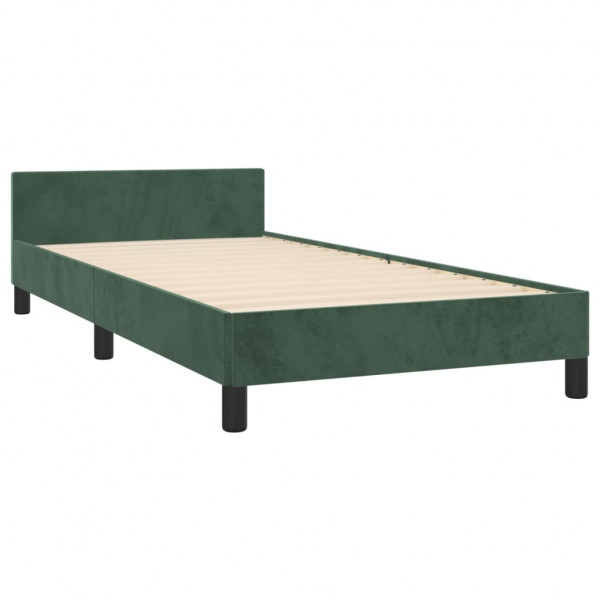 Estrutura de cama sem colchão 90x190 cm veludo verde-escuro M 4