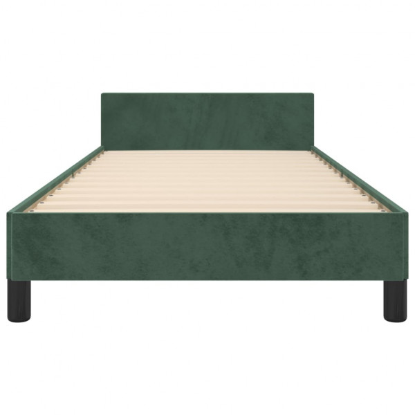 Estrutura de cama sem colchão 90x190 cm veludo verde-escuro M 5