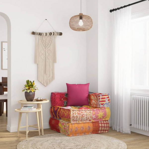 Puf modular con cojín de tela Patchwork D