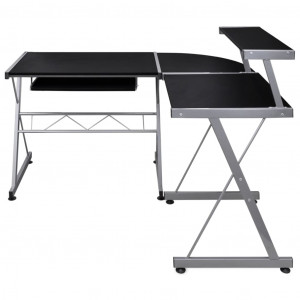 Escritorio de esquina madera contrachapada negro 132x112x99cm H