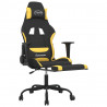 Silla gaming de masaje con reposapiés tela negro y amarillo 4