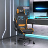 Silla gaming de masaje con reposapiés tela negro y naranja 1