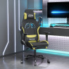 Silla gaming de masaje con reposapiés tela negro y verde claro 1