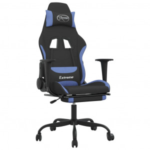 Silla gaming de masaje con reposapiés tela negro y azul H