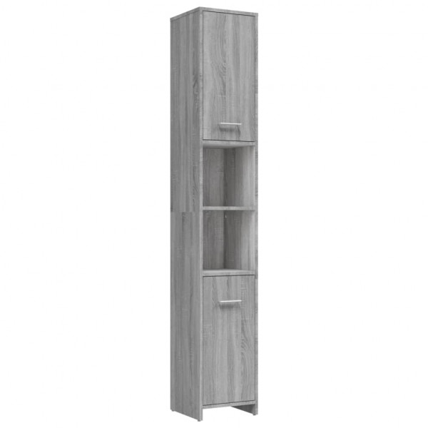 Armario de baño madera contrachapada gris Sonoma 30x30x183.5 cm M 2