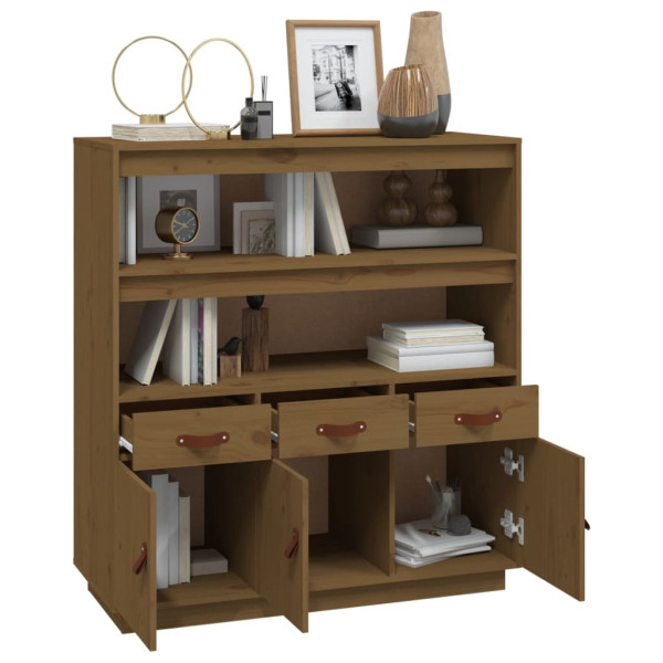 Aparador alto madera maciza de pino marrón miel 100x40x108.5 cm M 4