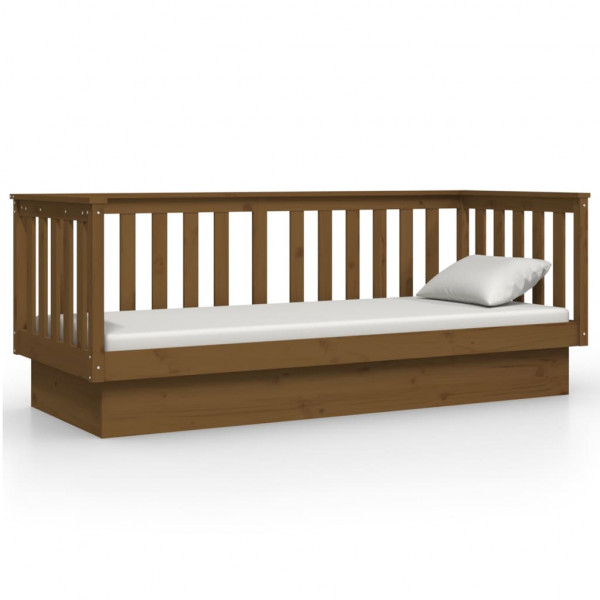 Sofá cama de madera maciza de pino marrón miel 90x190 cm M 5