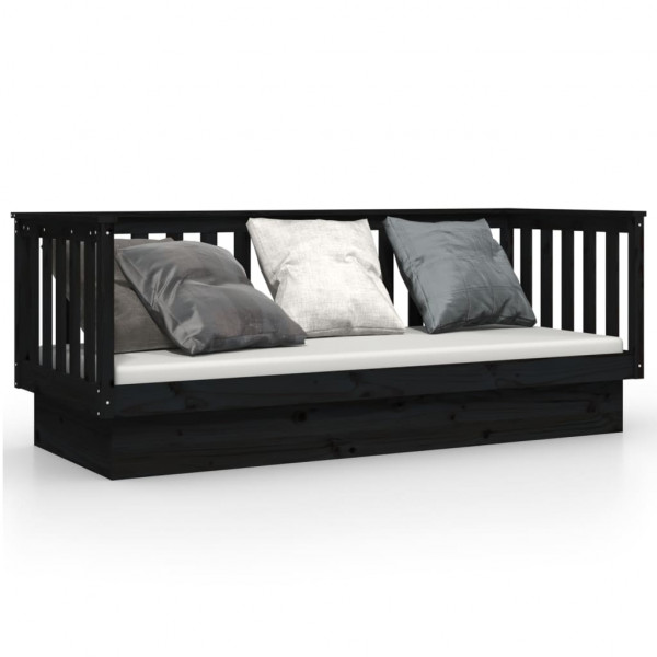 Sofá cama madera maciza de pino negro 90x190 cm M 2