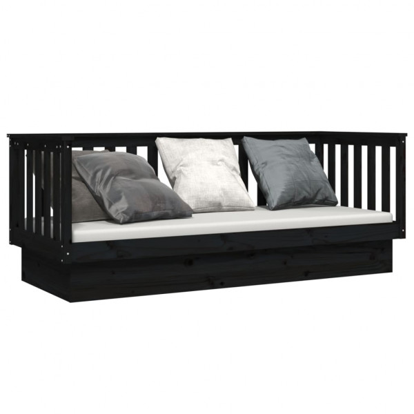 Sofá cama madera maciza de pino negro 90x190 cm M 3