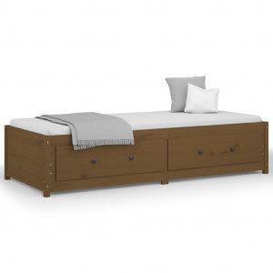 Sofá cama de madera maciza de pino marrón miel 80x200 cm H