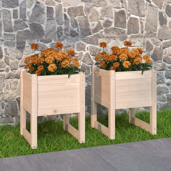 Jardinera 2 unidades madera maciza de pino 40x40x52.5 cm D