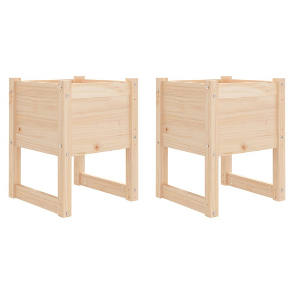 Jardinera 2 unidades madera maciza de pino 40x40x52.5 cm M 2