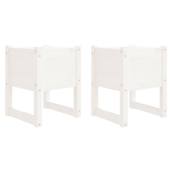 Vasos/floreiras 2 pcs 40x40x52.5 cm pinho maciço branco M 2